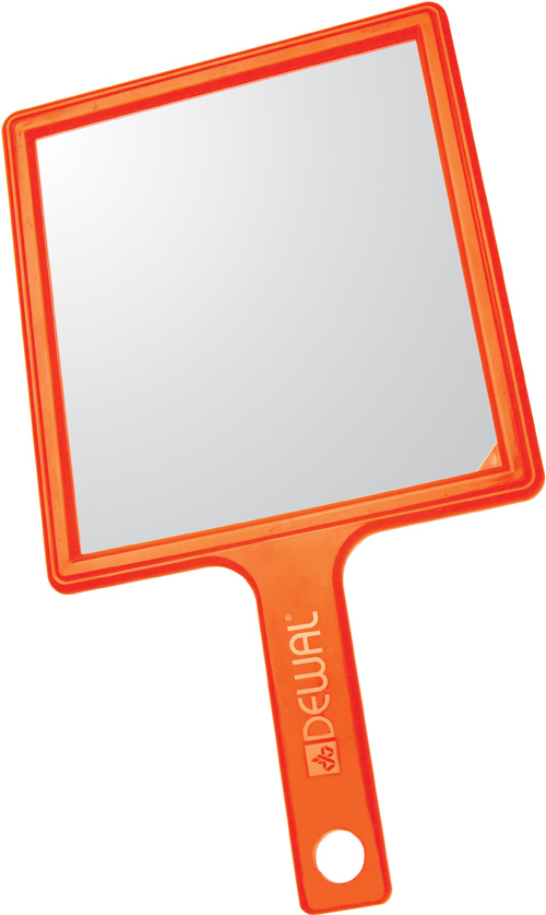 MR-051 Зеркало заднего вида оранжевое с ручкой (21,5 х 23,5 см) DEWAL. 