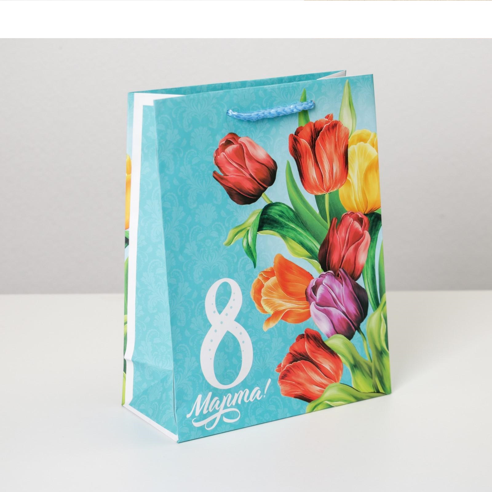 6631890 Пакет ламинированный вертикальный «Тюльпаны», MS 18 × 23 × 8 см