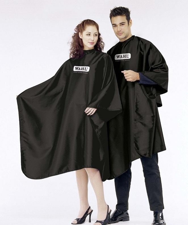 4505-7001 Пеньюар для парикмахеров, черный Wahl Hair dressing cape with logo.