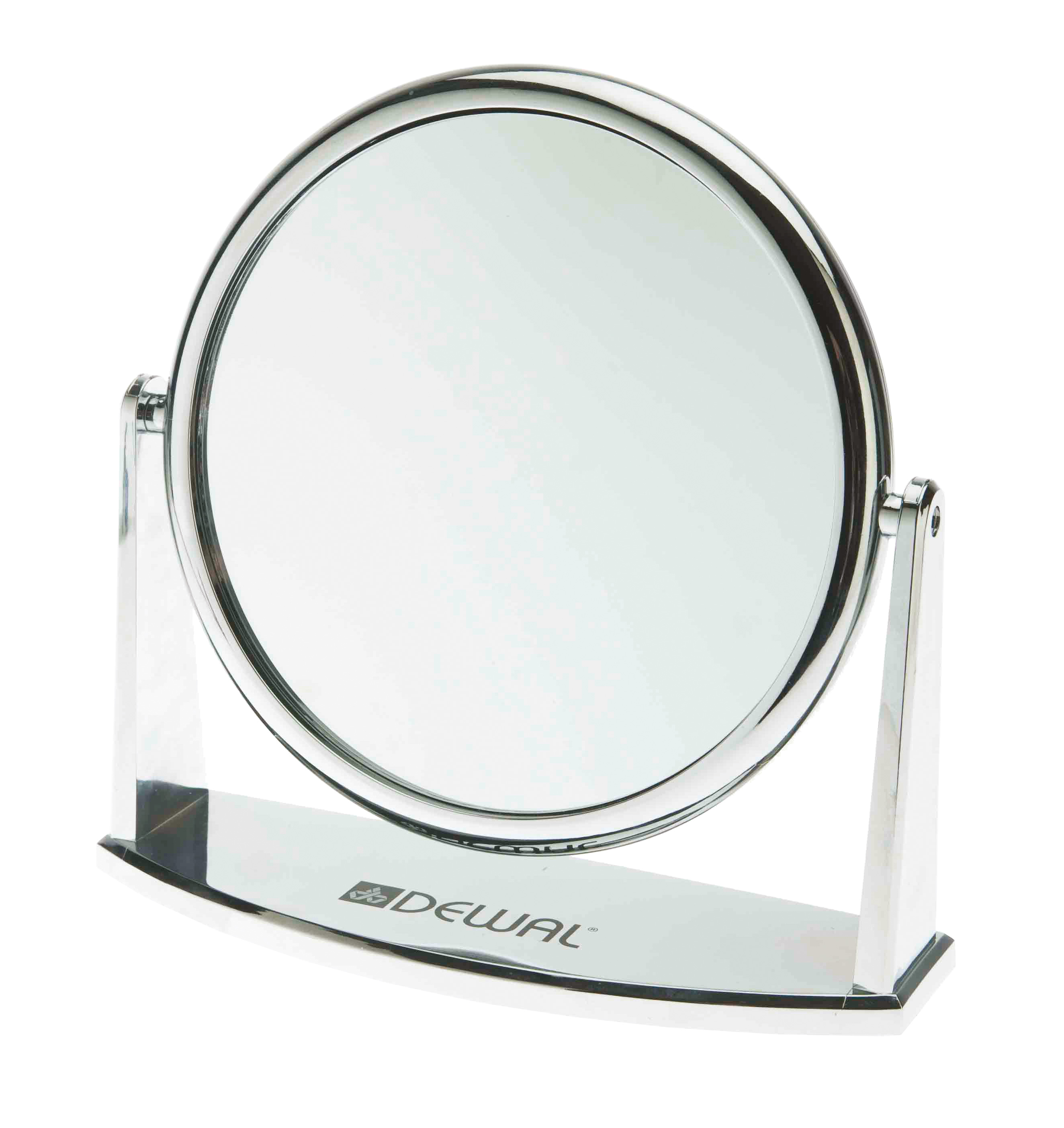 Зеркало настольное DEWAL, пластик, серебристое 18х18,5см. MR-425