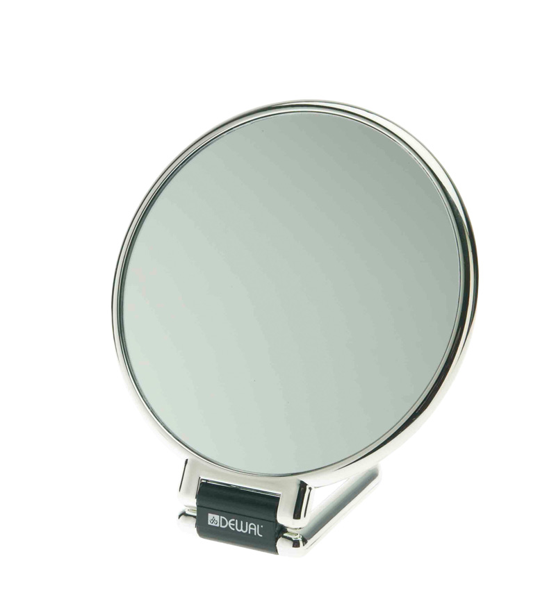 Зеркало настольное DEWAL, пластик, серебристое 14х23см. MR-330