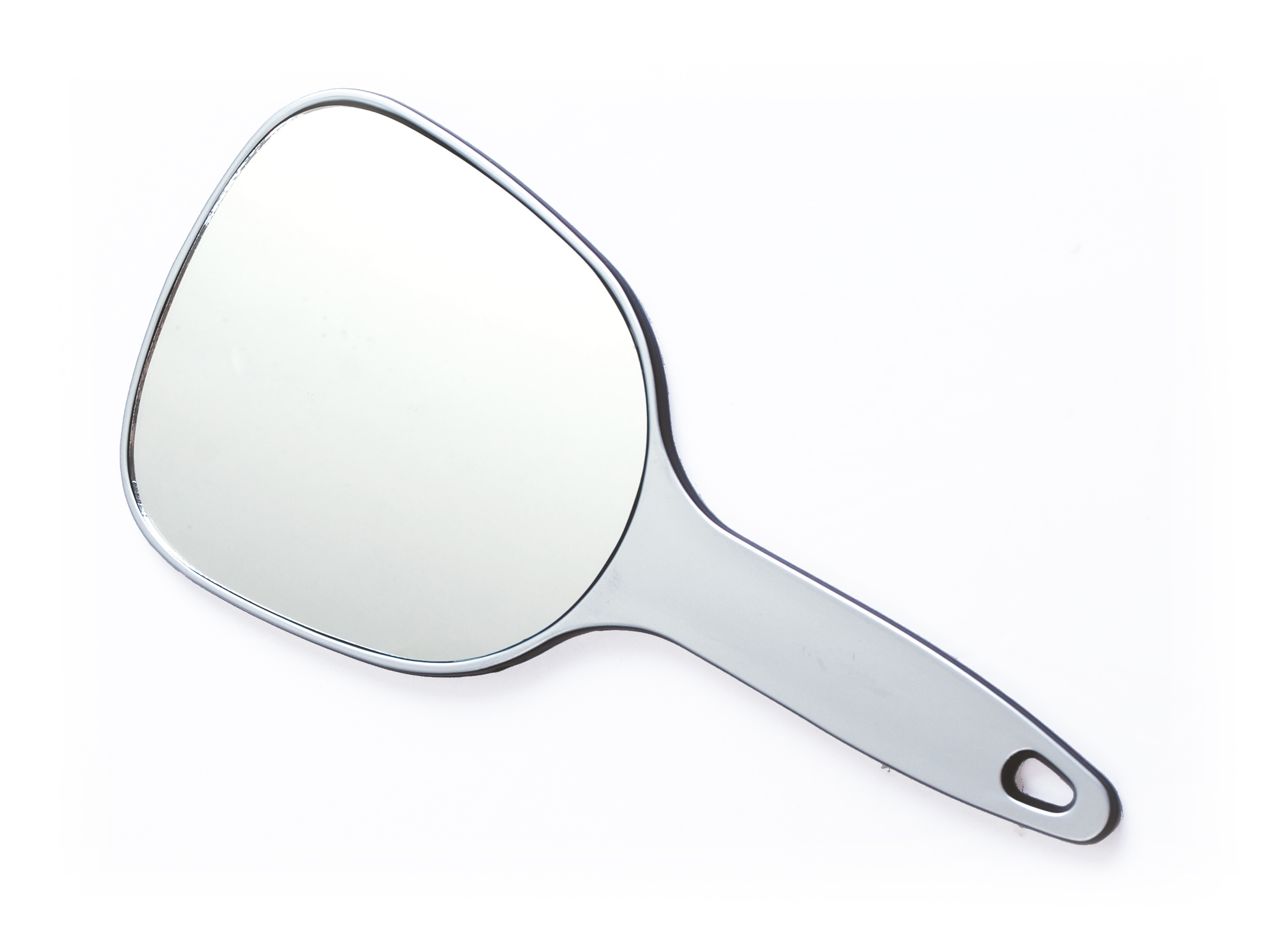 Зеркало косметическое DEWAL, пластик, серебристое, с ручкой 12х15 см. MR-9M17