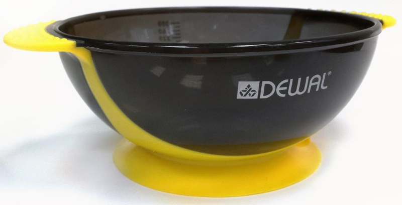 T-18yellow Чаша для краски DEWAL, желтая , с двумя ручками с прорезиненной вставкой 300 мл